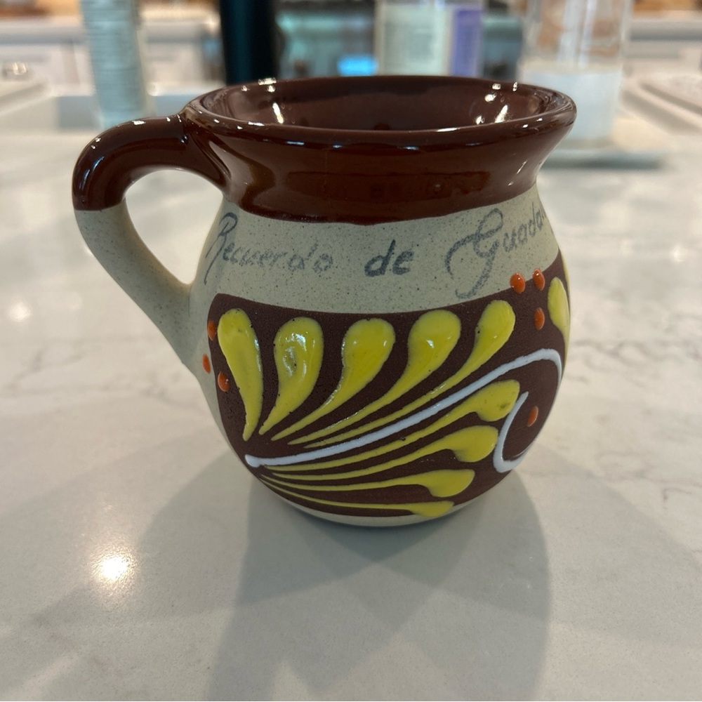 Mexican Ceramic Coffee Mug Hand Painted Recuerdo De Guadalajara Pottery
